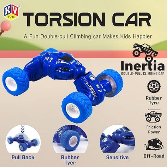 కె.వి. టాయ్స్ టోర్షన్ కార్ | టెలిస్కోపిక్ డిజైన్‌తో పుల్ బ్యాక్ కారు | రబ్బరు టైర్లు ఘర్షణ శక్తితో | ఏదైనా ఉపరితలంపై నడుస్తుంది | 3+ వయస్సు వారికి తగినది (ఏదైనా రంగు) యొక్క చిత్రం