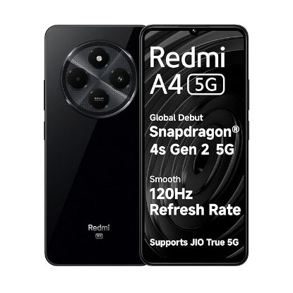 REDMI A4 5G జియో సిమ్‌లో మాత్రమే (స్టార్రీ బ్లాక్, 4 GB RAM | 128 GB ROM) యొక్క చిత్రం