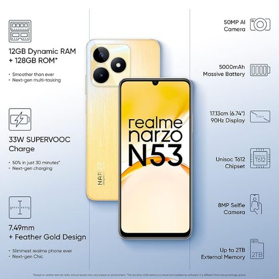 realme Narzo N53 (ఫెదర్ గోల్డ్, 128 GB) (8 GB RAM) యొక్క చిత్రం