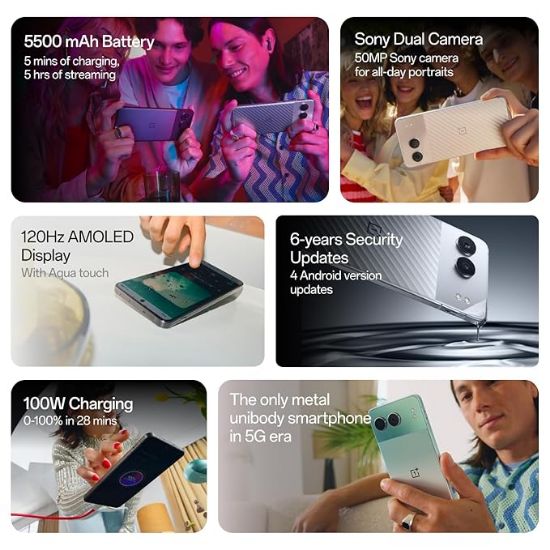 OnePlus Nord 4 5G (మెర్క్యురియల్ సిల్వర్, 8GB RAM, 256GB నిల్వ) యొక్క చిత్రం