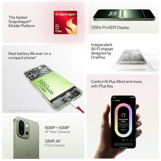 OnePlus 13s | Snapdragon® 8 Elite | OnePlus AIతో మరింత స్మార్ట్ | జీవితకాల ప్రదర్శన వారంటీ | 12GB+256GB | గ్రీన్ సిల్క్ యొక్క చిత్రం
