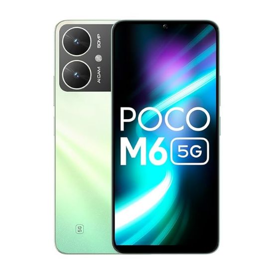 POCO M6 5G (పొలారిస్ గ్రీన్, 4GB RAM, 128GB నిల్వ) | MediaTek డైమెన్సిటీ 6100+ 5G ప్రాసెసర్ | 5000 mAh బ్యాటరీ + 18W ఫాస్ట్ ఛార్జింగ్ | 50 MP AI డ్యూయల్-కెమెరా సిస్టమ్ & సైడ్ ఫింగర్‌ప్రింట్ సెన్సార్ యొక్క చిత్రం