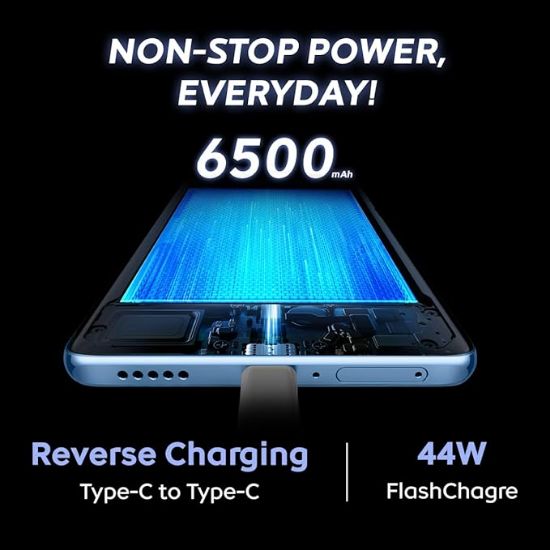 iQOO Z10x 5G (అల్ట్రామెరైన్, 6GB RAM, 128GB నిల్వ) | 6500 mAh పెద్ద కెపాసిటీ బ్యాటరీ | డైమెన్సిటీ 7300 ప్రాసెసర్ | మిలిటరీ-గ్రేడ్ మన్నిక యొక్క చిత్రం