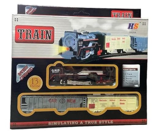 బ్యాటరీతో నడిచే సెంచరీ ఎక్స్‌ప్రెస్ గూడ్స్ రైలు ట్రాక్ ప్లే సెట్ రైల్వే బొమ్మ పిల్లల కోసం 13 ముక్కల సెట్ యొక్క చిత్రం