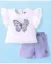 Single Jersey Knit Sleeveless Top & Shorts Set with Butterfly & Floral Print - White & Purple యొక్క చిత్రం