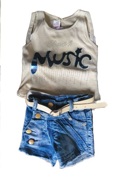 పిల్లల అమ్మాయిల టాప్ మరియు షార్ట్స్ సెట్ యొక్క చిత్రం