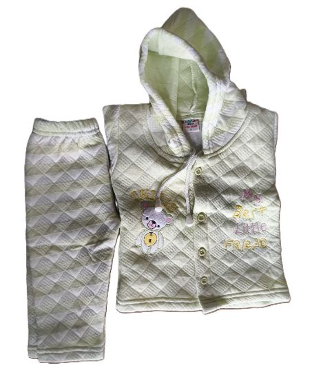 బేబీ క్విల్టెడ్ హూడీ మరియు ప్యాంట్ సెట్. యొక్క చిత్రం