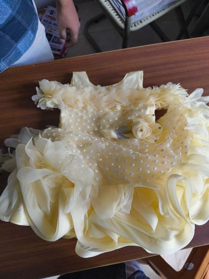 Barbet Sequence Embroidered Net Flaired Sleeve Less Baby Girl Frock (Aqua Blue, 1-2Y) యొక్క చిత్రం