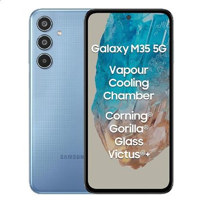 Samsung Galaxy M35 5G (డేబ్రేక్ బ్లూ,6GB RAM,128GB నిల్వ)| కార్నింగ్ గొరిల్లా గ్లాస్ విక్టస్+| AnTuTu స్కోర్ 595K+ | ఆవిరి శీతలీకరణ గది | 6000mAh బ్యాటరీ | 120Hz సూపర్ AMOLED డిస్ప్లే| ఛార్జర్ లేకుండా యొక్క చిత్రం