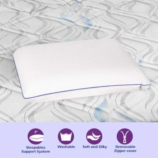 సెంచరీ మెట్రెస్‌లు మై పవర్ ఫైబర్ పిల్లో సాఫ్ట్ యాంటీ మైక్రోబియల్ బెడ్ పిల్లోస్‌తో స్లీపింగ్ కోసం జిప్ కవర్ వైట్ (27 x 17 అంగుళాలు)(ప్యాక్ ఆఫ్ 2) యొక్క చిత్రం