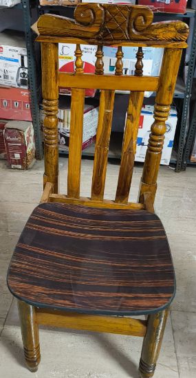 డైనింగ్ రూమ్ లివింగ్ రూమ్ హోమ్ ఆఫీస్ వుడెన్ CNC డిజైన్ డిన్నర్ టేబుల్ ఫర్నిచర్ (టేకు ఫినిష్) కోసం 2 కుషన్ కుర్చీలతో కూడిన చెక్క 2 సీటర్ డైనింగ్ టేబుల్ | 1 సంవత్సరం వారంటీ యొక్క చిత్రం