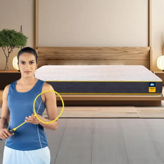 సెంచరీ మ్యాట్రెస్‌లు స్లీపబుల్స్ 6-ఇంచ్ క్వీన్ సైజ్ డ్యూయల్ కంఫర్ట్ హార్డ్ అండ్ సాఫ్ట్ రివర్సిబుల్ రోల్ ప్యాక్ హై రెసిలెన్స్ (HR) ఫోమ్ మ్యాట్రెస్ (75x60x6) యొక్క చిత్రం