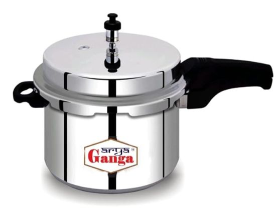 ఆర్య గంగ అల్యూమినియం డీలక్స్ ప్రెజర్ కుక్కర్ | వెండి (బూడిద) | AR-12L-HVY-P యొక్క చిత్రం