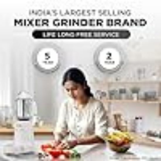 ప్రీతి పాపులర్ MG 142 మిక్సర్ గ్రైండర్ 750-వాట్ (తెలుపు), 2 సంవత్సరాల గ్యారెంటీతో 3 జాడీలు & జీవితకాల ఉచిత సేవ యొక్క చిత్రం
