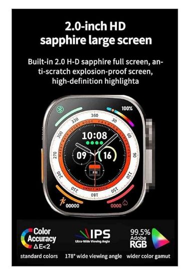 తారాశి క్రియేషన్ T900 అల్ట్రా బిగ్ స్మార్ట్ వాచ్ 2.09" (49 మిమీ) HD డిస్‌ప్లే, వాచ్ బ్లూటూత్ కాలింగ్, హార్ట్ రేట్, స్పోర్ట్స్ మోడ్, వాటర్‌పిఆర్ ఛార్జ్‌తో స్లీప్ మానిటరింగ్ వాకింగ్, రన్నింగ్, సైక్లింగ్ (ఆరెంజ్) యొక్క చిత్రం