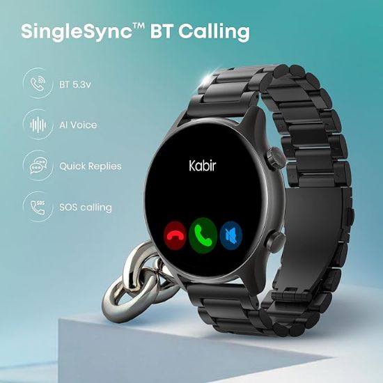 ఫాస్ట్రాక్ ఆస్టర్ FR2 ప్రో 1.43" AMOLED స్టెయిన్‌లెస్ స్టీల్ స్మార్ట్ వాచ్ విత్ SpO2, హార్ట్ రేట్, BT కాలింగ్, అడాప్టివ్ AOD, ఫంక్షనల్ క్రౌన్, AI వాయిస్ అసిస్టెంట్ – స్టైలిష్ ప్రొఫెషనల్స్ కోసం స్మార్ట్‌వాచ్ (నలుపు) యొక్క చిత్రం