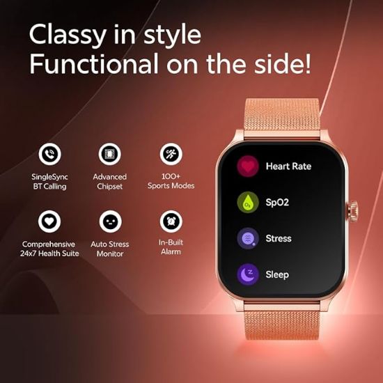 ఫాస్ట్రాక్ న్యూ లిమిట్‌లెస్ క్లాసిక్ | పెద్ద 1.91" సూపర్ అల్ట్రావియు డిస్ప్లే | ఫంక్షనల్ క్రౌన్ | అత్యధిక 320x385 పిక్సెల్ రిజల్యూషన్ | సింగిల్ సింక్ బిటి కాలింగ్ | 100+ స్పోర్ట్స్ మోడ్‌లు | మెటల్ కేస్ ప్రీమియం స్మార్ట్‌వాచ్ - రోజ్ గోల్డ్ యొక్క చిత్రం