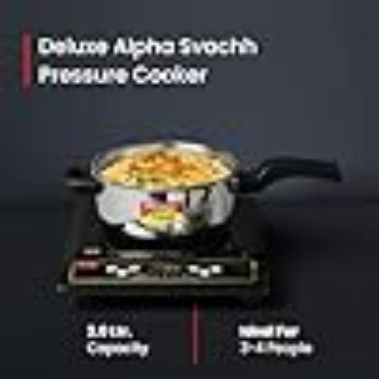ప్రెస్టీజ్ 3L స్వాచ్ డీలక్స్ ఆల్ఫా స్టెయిన్‌లెస్ స్టీల్ ప్రెజర్ కుక్కర్|అవుటర్ మూత|3-4 వ్యక్తులు|స్పిల్లేజ్ కంట్రోల్ కోసం డీప్ మూత|గ్యాస్ & ఇండక్షన్ అనుకూలత|నియంత్రిత గ్యాస్‌కెట్‌రిలీజ్ సిస్టమ్|సిల్వర్|10 సంవత్సరాల వారంటీ యొక్క చిత్రం