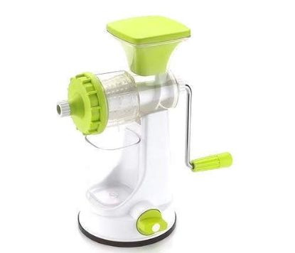 స్టీల్ హ్యాండిల్‌తో కూడిన నిర్మల్ మాన్యువల్ ఫ్రూట్ అండ్ వెజిటబుల్ జ్యూసర్ మరియు వాక్యూమ్ లాకింగ్ సిస్టమ్‌తో కూడిన వేస్ట్ కలెక్టర్ యొక్క చిత్రం