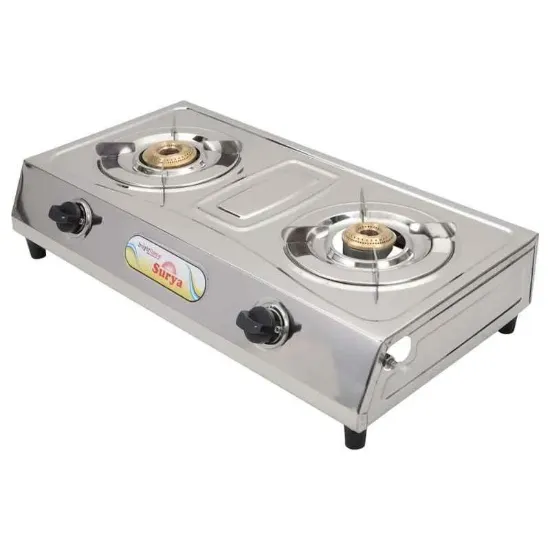 సూర్య బిగ్ బాడీ 2 బర్నర్ స్టెయిన్‌లెస్ స్టీల్ మాన్యువల్ ఇగ్నిషన్ గ్యాస్ స్టవ్ యొక్క చిత్రం