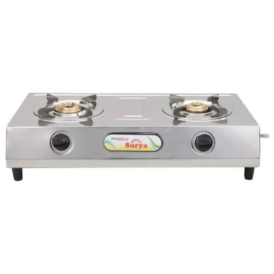 సూర్య బిగ్ బాడీ 2 బర్నర్ స్టెయిన్‌లెస్ స్టీల్ మాన్యువల్ ఇగ్నిషన్ గ్యాస్ స్టవ్ యొక్క చిత్రం