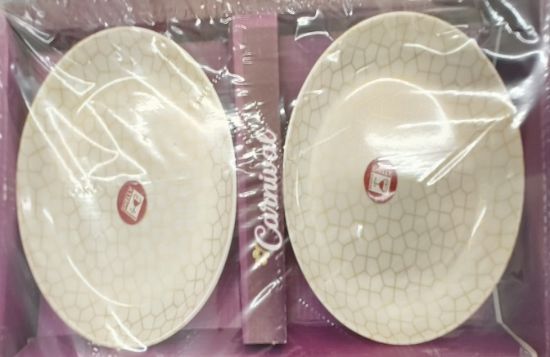 సర్వింగ్ సెట్ 2 ప్లాస్టిక్ ప్లేట్లు, 3 గాజు కప్పు, 1 గాజు కప్పు యొక్క చిత్రం