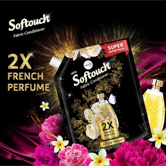 విప్రో ద్వారా SofTouch 2X ఫ్రెంచ్ పెర్ఫ్యూమ్ ఫ్యాబ్రిక్ కండీషనర్ రీఫిల్ ప్యాక్, 2000ml యొక్క చిత్రం
