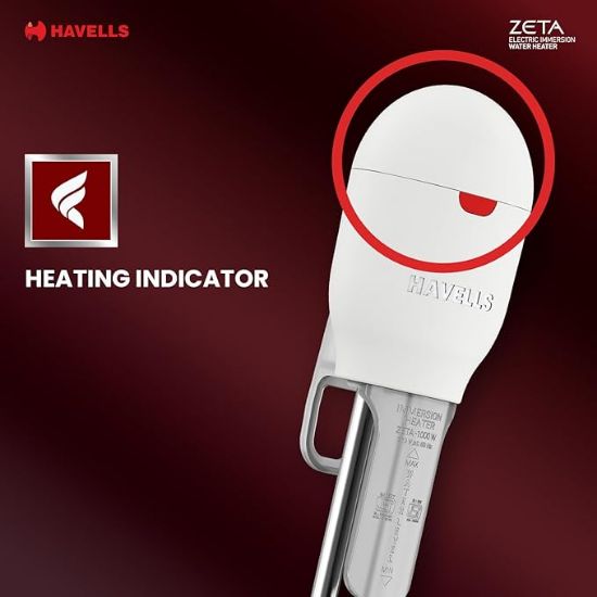 హావెల్స్ జీటా 1500 వాట్ ఇమ్మర్షన్ హీటర్ | ISI మార్క్ హెవీ డ్యూటీ 3 పిన్ మౌల్డ్ ప్లగ్, టచ్ ప్రొటెక్షన్ కవర్ | వాటర్‌ప్రూఫ్, హీటింగ్ ఇండికేటర్, నికెల్ ప్లేటింగ్, వారంటీ: 2 సంవత్సరాల సమగ్ర |(గ్రే) ప్లాస్టిక్ యొక్క చిత్రం