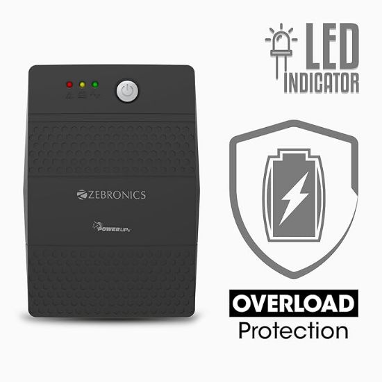 ఆఫీస్ కంప్యూటర్ల కోసం ZEBRONICS U735 600VA/360W మైక్రోకంట్రోలర్ ఆధారిత UPS | ఆటో రీస్టార్ట్, జనరేటర్ అనుకూలమైన, బూస్ట్ & బక్ AVR, అంతర్నిర్మిత రక్షణ కలిగిన హోమ్ PC, (రౌటర్లకు కాదు) యొక్క చిత్రం