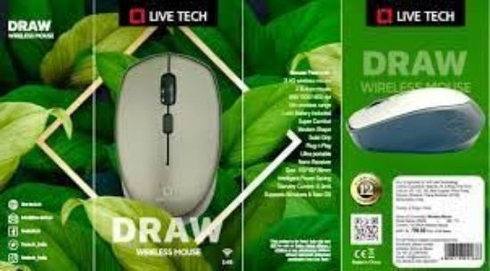 లైవ్ టెక్ డ్రా వైర్‌లెస్ ఆంబిడెక్స్ట్రస్ ఆప్టికల్ మౌస్ (2.4GHz వైర్‌లెస్, నలుపు) యొక్క చిత్రం