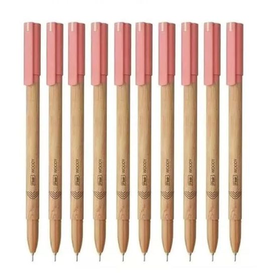 ఫ్లెయిర్ వుడీ బాల్ పెన్ వాలెట్ ప్యాక్ | 0.7 mm చిట్కా సైజు | ఆకర్షణీయమైన డిజైన్ | తక్కువ-స్నిగ్ధత ఇంక్‌తో స్మూత్ ఫ్లో సిస్టమ్ | స్మడ్జ్ ఫ్రీ రైటింగ్ | రెడ్ ఇంక్ | 10 పెన్నుల సెట్ యొక్క చిత్రం
