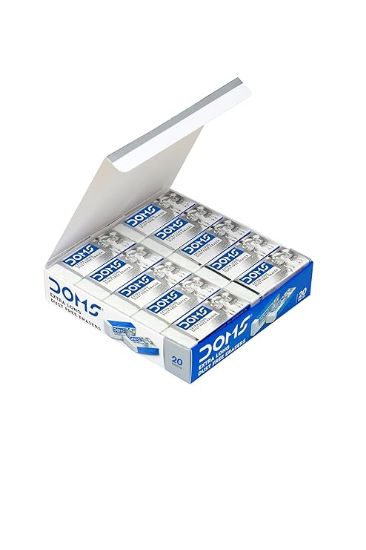 డోమ్స్ నాన్-టాక్సిక్ డస్ట్ ఫ్రీ ఎక్స్‌ట్రా లాంగ్ ఎరేజర్ బాక్స్ ప్యాక్ | క్లీన్ & క్లియర్ ఎరేజింగ్ కోసం | పిల్లలు & విద్యార్థుల కోసం స్టేషనరీ గిఫ్ట్ ఐటెమ్ | 20 ముక్కల ప్యాక్ యొక్క చిత్రం