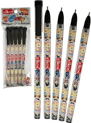 ఎల్కోస్ క్యూటీ బాల్ బ్లాక్ పెన్నులు-1 ప్యాక్ (5 ముక్కలు) యొక్క చిత్రం