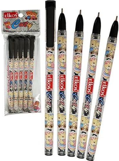 ఎల్కోస్ క్యూటీ బాల్ బ్లాక్ పెన్నులు-1 ప్యాక్ (5 ముక్కలు) యొక్క చిత్రం