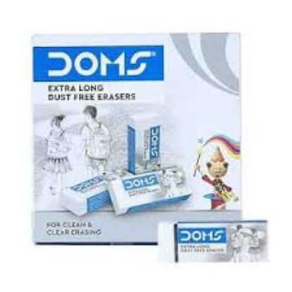 కార్డ్‌బోర్డ్ బాక్స్‌లో డామ్స్ నాన్-టాక్సిక్ డస్ట్ ఫ్రీ ఎక్స్‌ట్రా లాంగ్ ఎరేజర్ సెట్ (20 x 4 సెట్ ప్యాక్), తెలుపు (DM3435P4) యొక్క చిత్రం