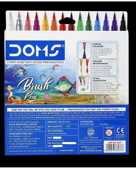 డోమ్స్ బ్రష్ పెన్నుల ప్యాక్ ఆఫ్ 14 - మల్టీకలర్ యొక్క చిత్రం