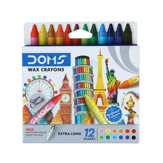 DOMS ఎక్స్‌ట్రా లాంగ్ వ్యాక్స్ క్రేయాన్స్, 12+1 షేడ్స్ యొక్క చిత్రం