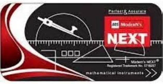 "మోడరన్'స్ నెక్స్ట్" గణిత పరికరాల పెట్టె, దీనిని జ్యామితి పెట్టె అని కూడా పిలుస్తారు యొక్క చిత్రం