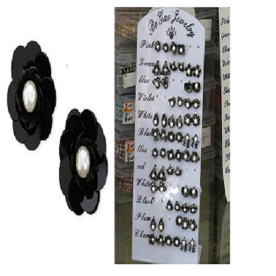 మెటల్ ముత్యాలు పొదిగిన చెవిపోగులు 1pc (స్టడ్స్) యొక్క చిత్రం