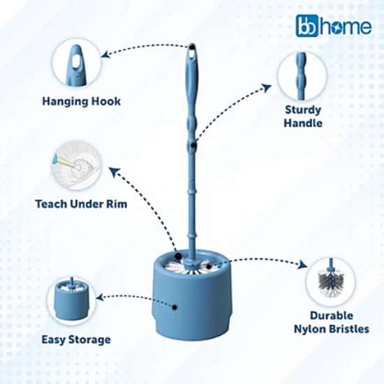 హోమ్ టాయిలెట్ బ్రష్ విత్ హోల్డర్, రౌండ్, నైలాన్ బ్రిస్టల్స్, 1 పిసి యొక్క చిత్రం