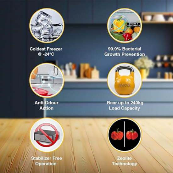 వర్ల్‌పూల్ 235 L ఫ్రాస్ట్ ఫ్రీ డబుల్ డోర్ 2 స్టార్ రిఫ్రిజిరేటర్ (షైర్ ఎ, NEO 278LH PRM SAPPHIRE VIOLA(2s)-TL) యొక్క చిత్రం