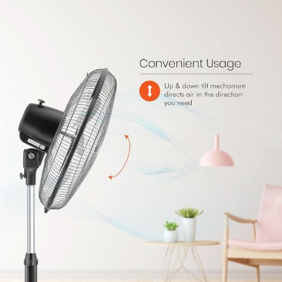 ఇంటికి ఓరియంట్ ఎలక్ట్రిక్ పెడెస్టల్ ఫ్యాన్ | శక్తివంతమైన మోటార్, అధిక గాలి డెలివరీ | 3-స్పీడ్ కంట్రోల్, హై స్పీడ్ స్టాండ్ ఫ్యాన్ | మెటల్ బాడీ, టెలిస్కోపిక్ అరేంజ్మెంట్ | ఓరియంట్ ద్వారా 2 సంవత్సరాల వారంటీ | నలుపు యొక్క చిత్రం